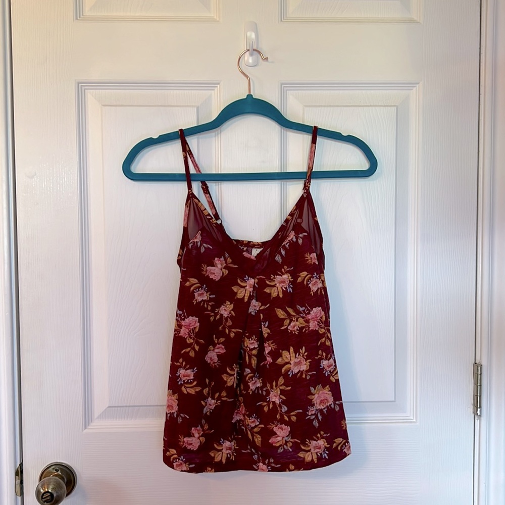 Maroon floral spaghetti strap top